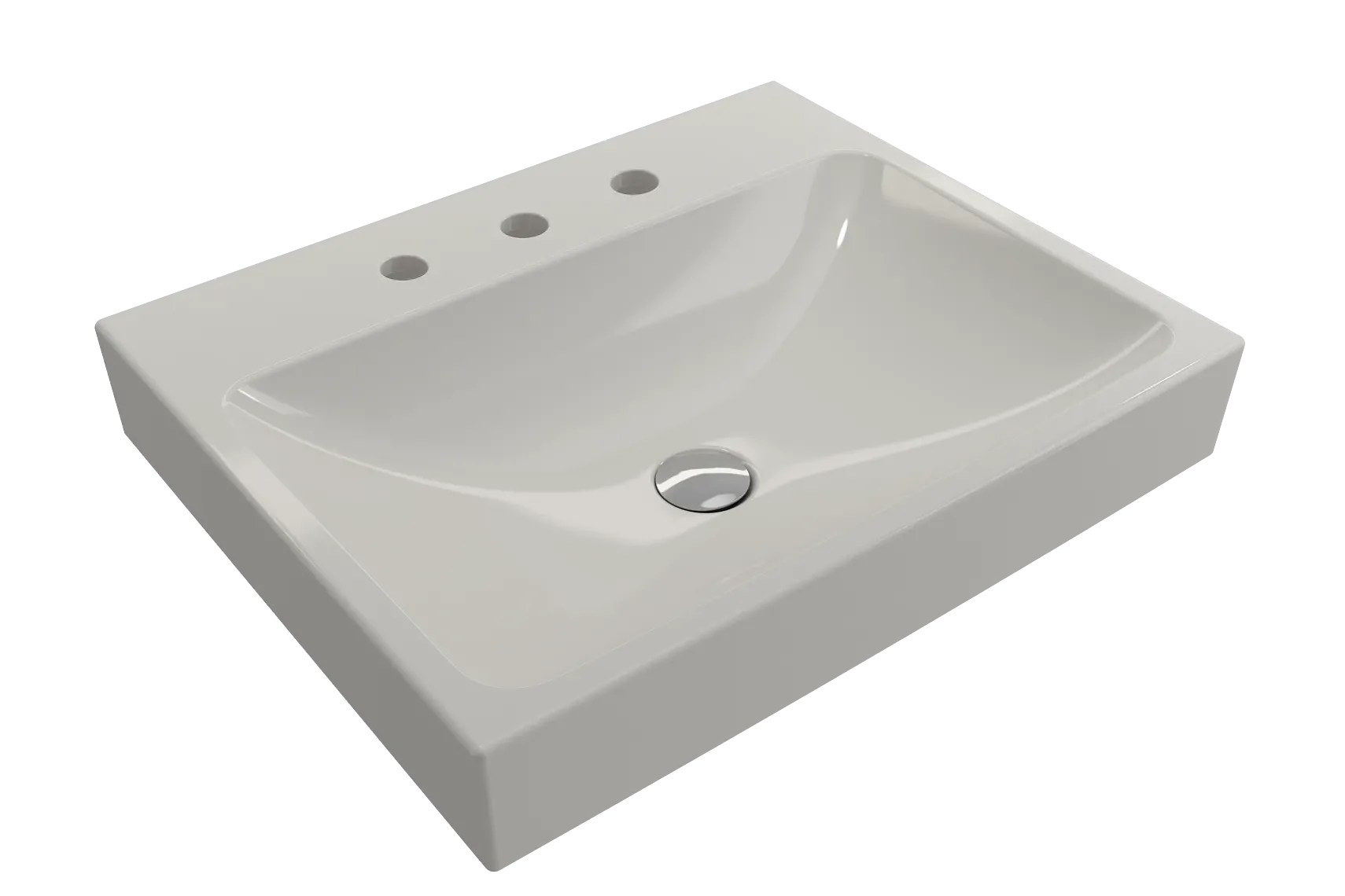 BOCCHI Scala 24" Rectangle Wallmount Fireclay Bathroom Sink, Biscuit, 3 Faucet Hole, 1077-014-0127