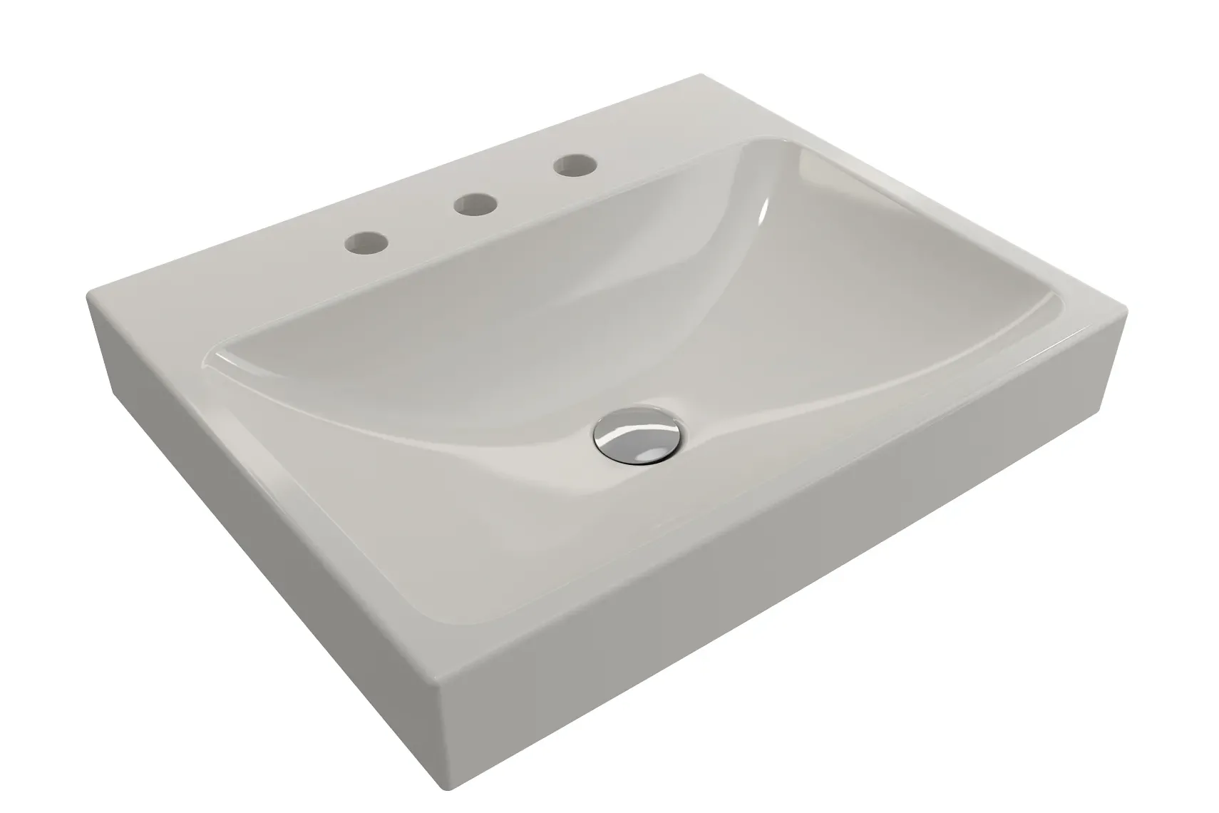 BOCCHI Scala 24" Rectangle Wallmount Fireclay Bathroom Sink, Biscuit, 3 Faucet Hole, 1077-014-0127
