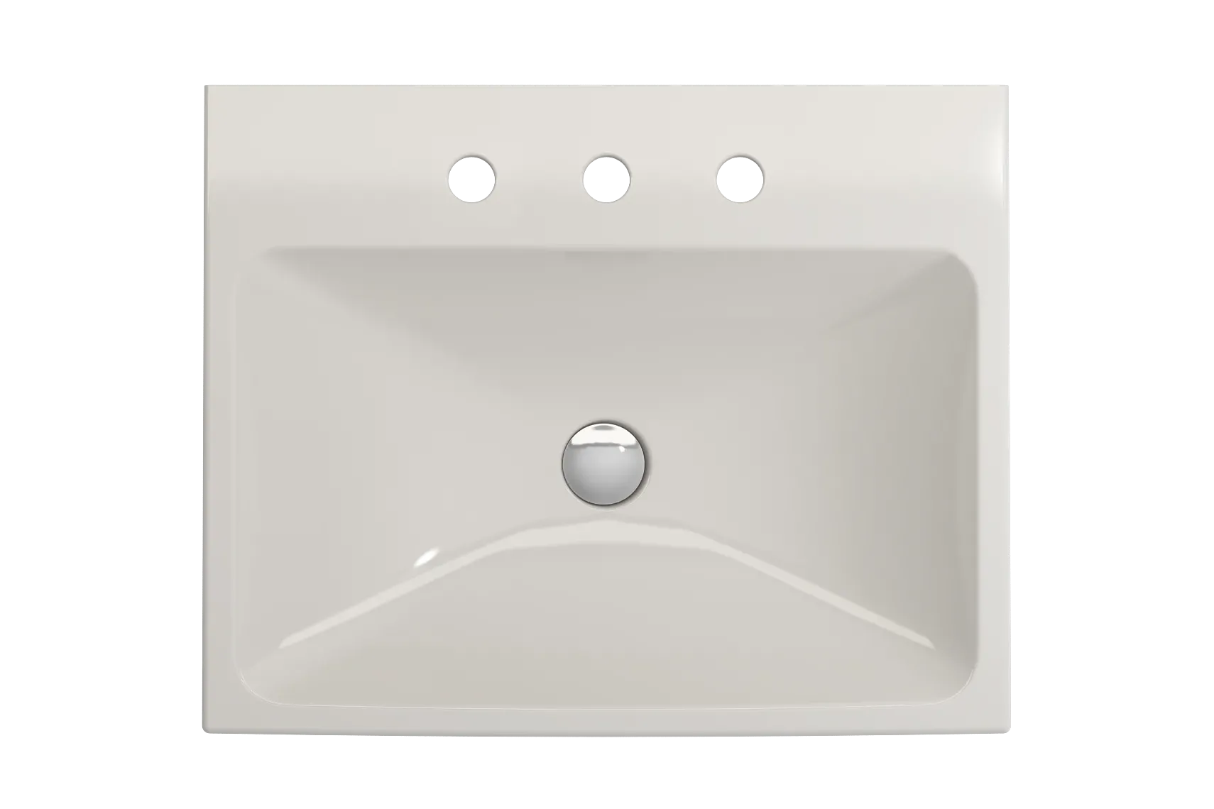 BOCCHI Scala 24" Rectangle Wallmount Fireclay Bathroom Sink, Biscuit, 3 Faucet Hole, 1077-014-0127