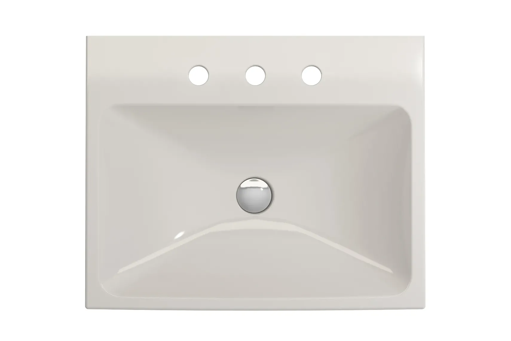 BOCCHI Scala 24" Rectangle Wallmount Fireclay Bathroom Sink, Biscuit, 3 Faucet Hole, 1077-014-0127