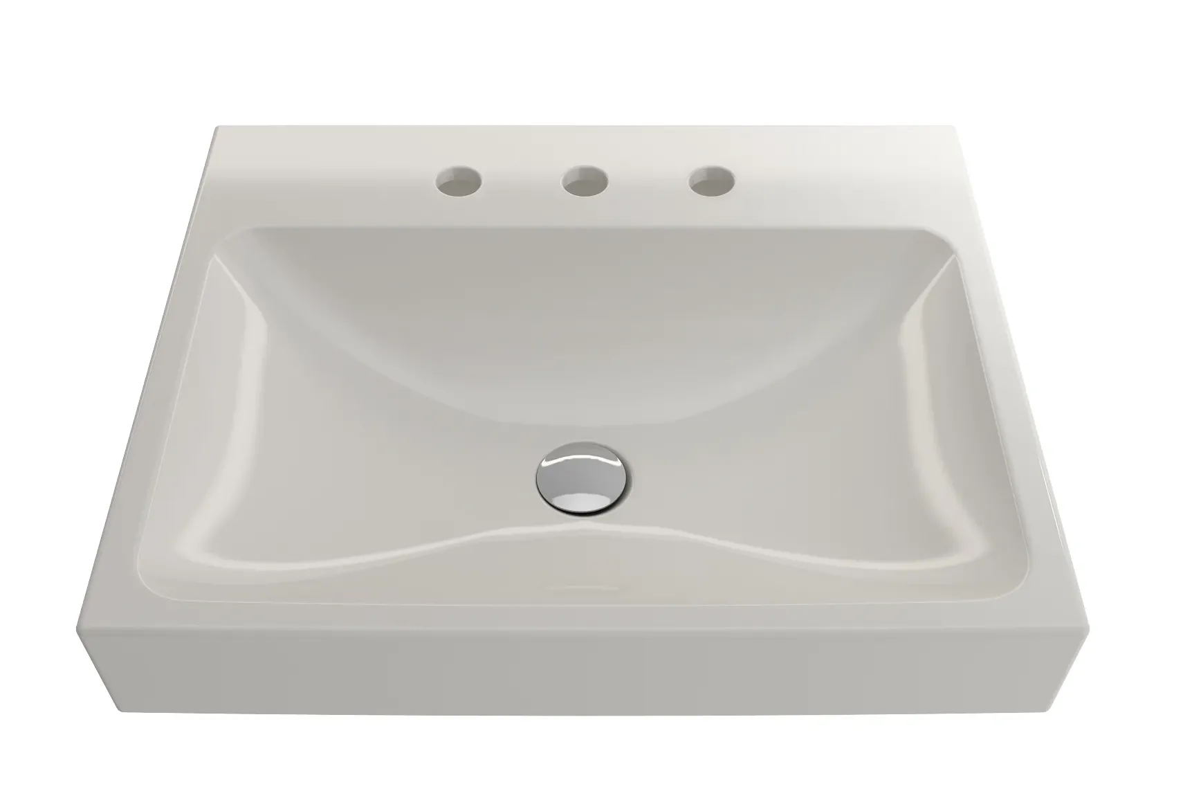 BOCCHI Scala 24" Rectangle Wallmount Fireclay Bathroom Sink, Biscuit, 3 Faucet Hole, 1077-014-0127