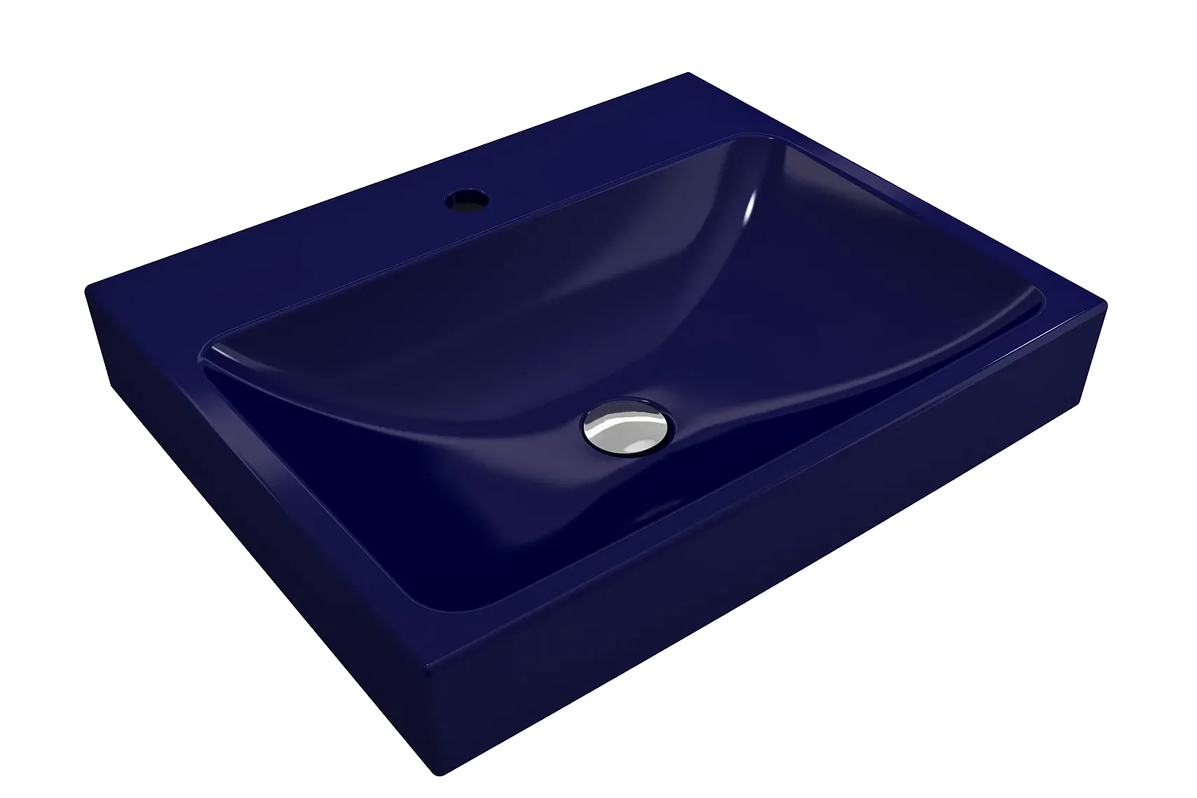 BOCCHI Scala 24" Rectangle Wallmount Fireclay Bathroom Sink, Sapphire Blue, Single Faucet Hole, 1077-010-0126