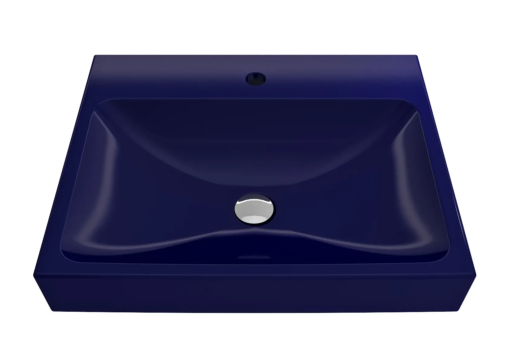 BOCCHI Scala 24" Rectangle Wallmount Fireclay Bathroom Sink, Sapphire Blue, Single Faucet Hole, 1077-010-0126