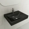 BOCCHI Scala 24" Rectangle Wallmount Fireclay Bathroom Sink, Black, Single Faucet Hole, 1077-005-0126