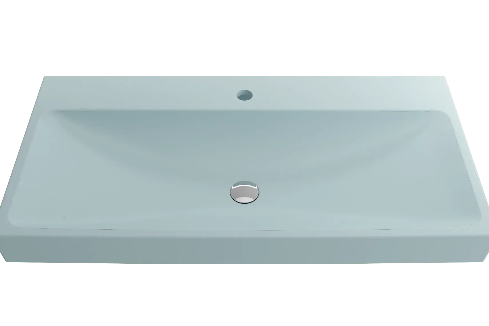 BOCCHI Scala 40" Rectangle Wallmount Fireclay Bathroom Sink, Matte Ice Blue, Single Faucet Hole, 1079-029-0126