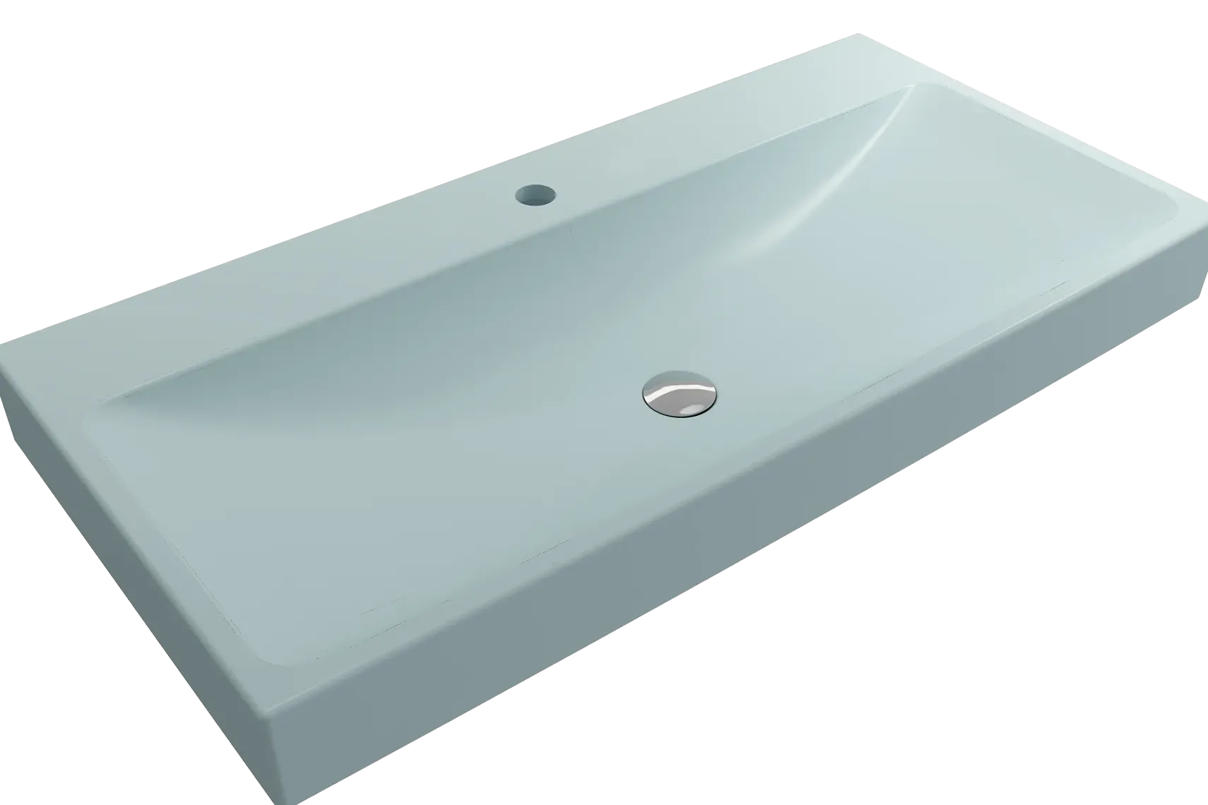 BOCCHI Scala 40" Rectangle Wallmount Fireclay Bathroom Sink, Matte Ice Blue, Single Faucet Hole, 1079-029-0126