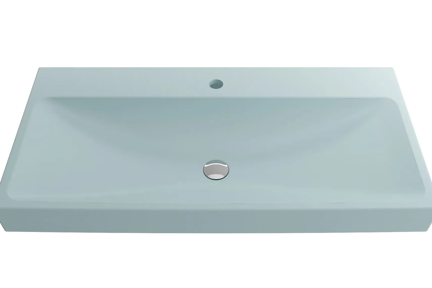 BOCCHI Scala 40" Rectangle Wallmount Fireclay Bathroom Sink, Matte Ice Blue, Single Faucet Hole, 1079-029-0126