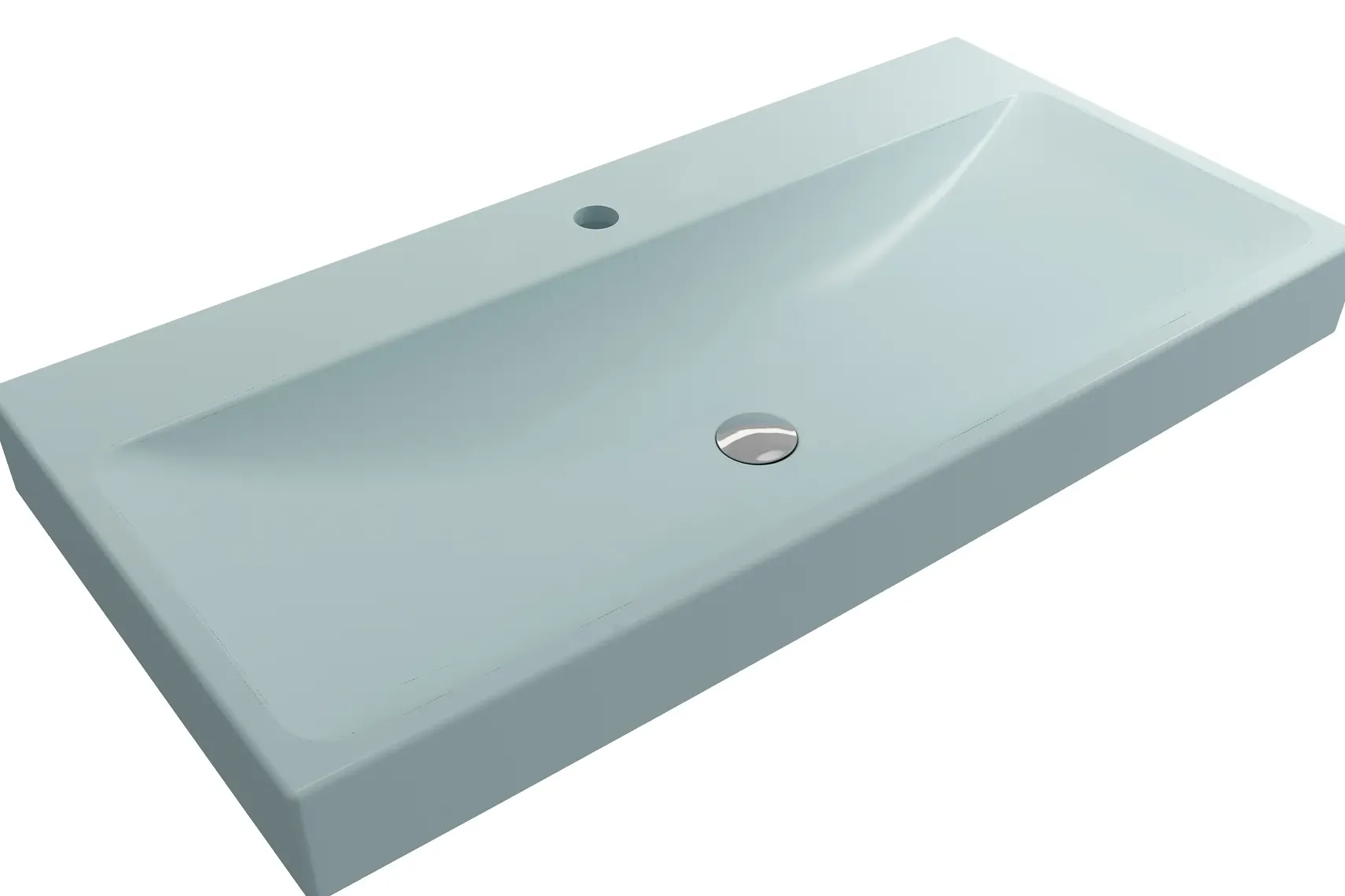 BOCCHI Scala 40" Rectangle Wallmount Fireclay Bathroom Sink, Matte Ice Blue, Single Faucet Hole, 1079-029-0126