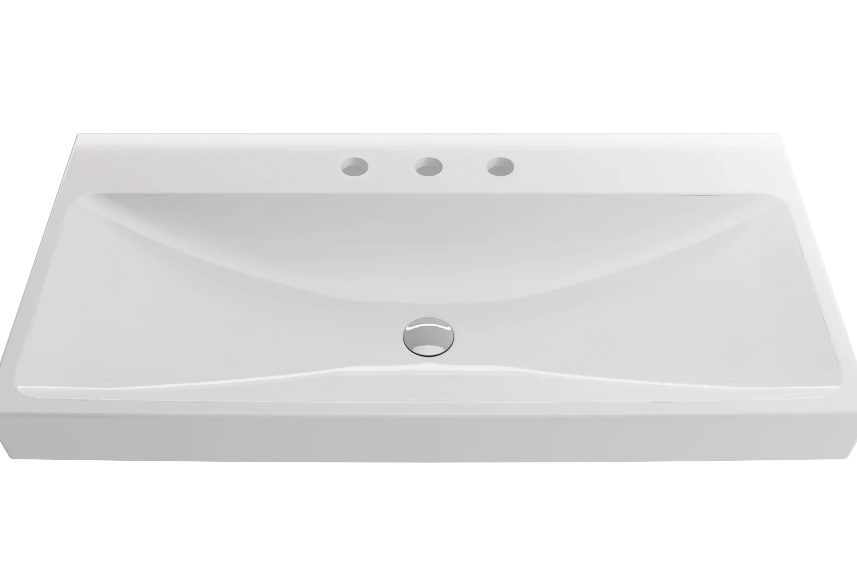 BOCCHI Scala 40" Rectangle Wallmount Fireclay Bathroom Sink, White, 3 Faucet Hole, 1079-001-0127
