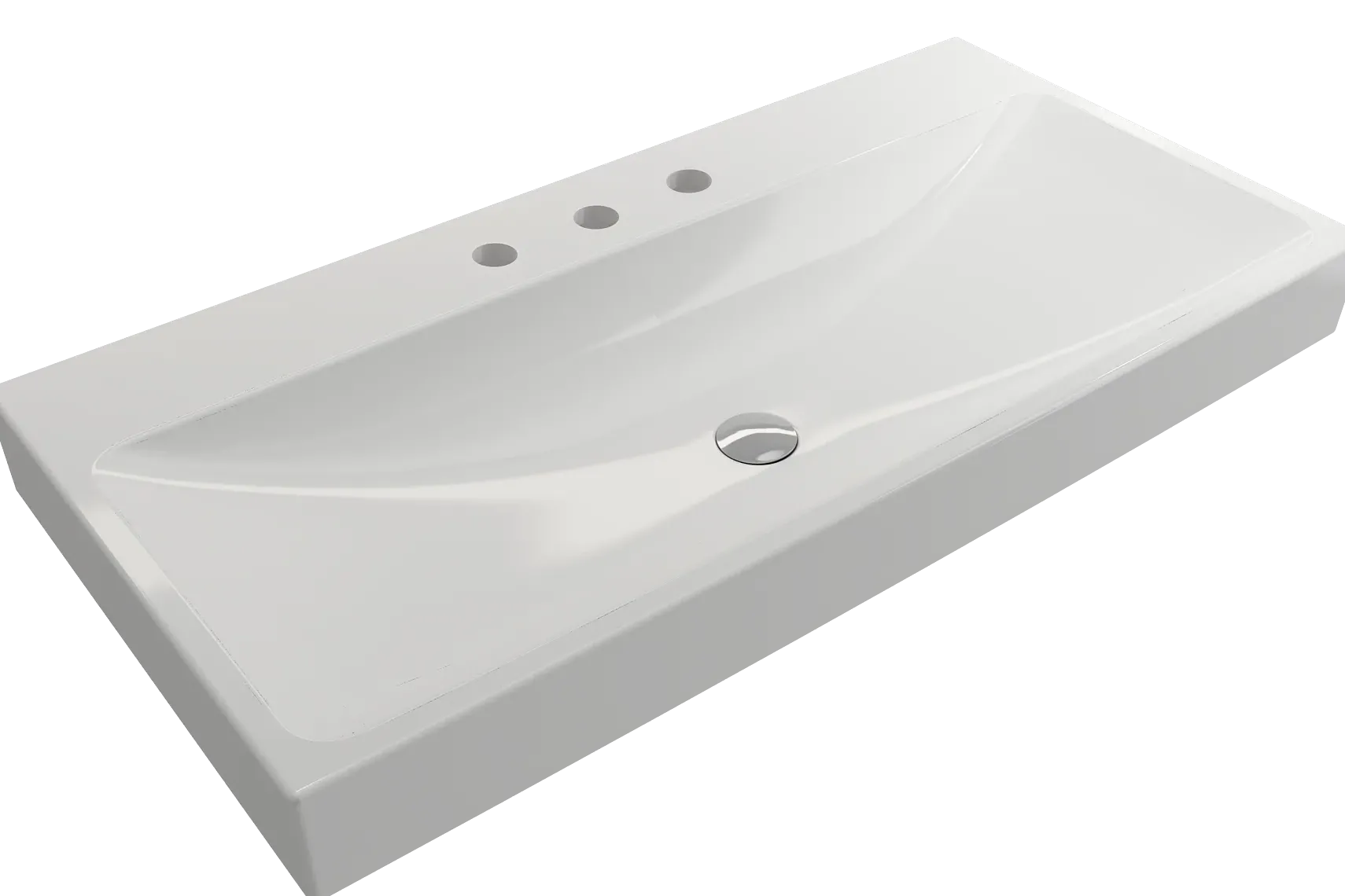 BOCCHI Scala 40" Rectangle Wallmount Fireclay Bathroom Sink, White, 3 Faucet Hole, 1079-001-0127