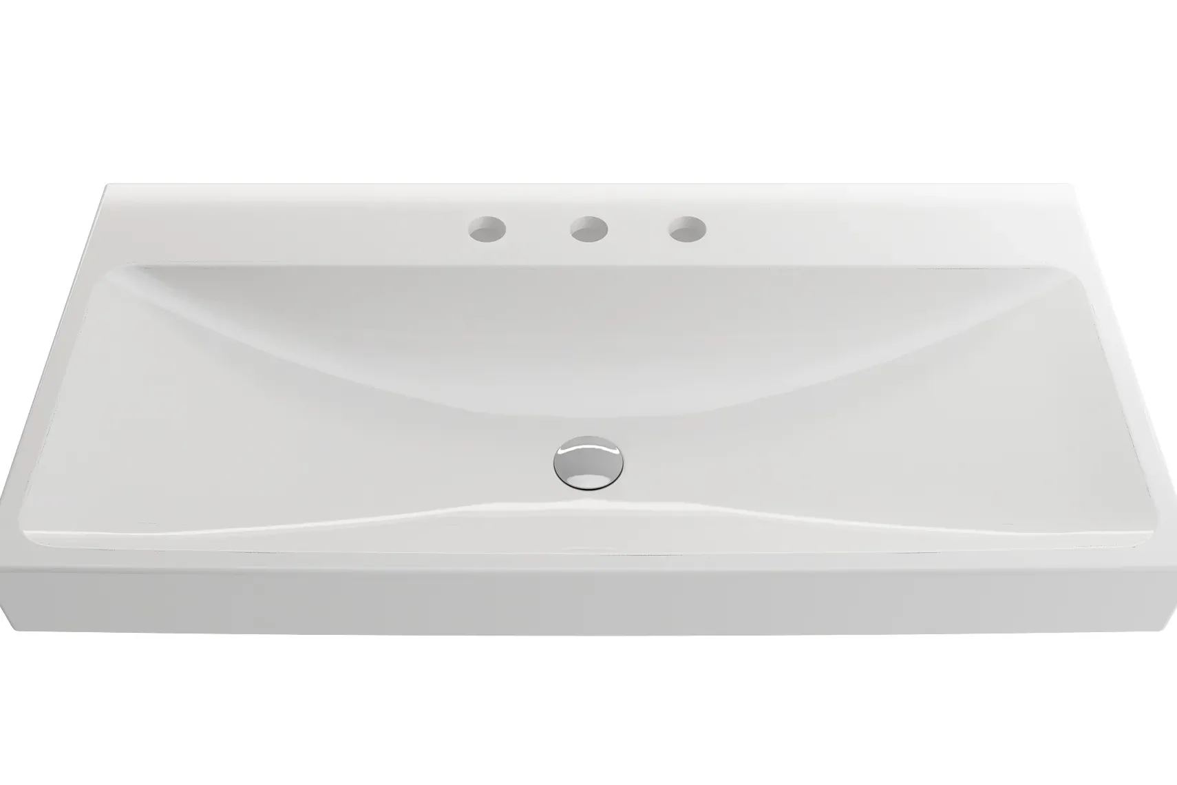 BOCCHI Scala 40" Rectangle Wallmount Fireclay Bathroom Sink, White, 3 Faucet Hole, 1079-001-0127