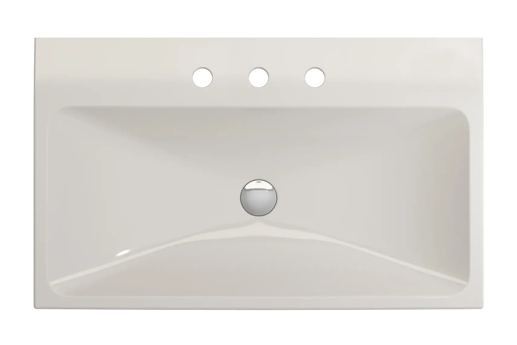 BOCCHI Scala 32" Rectangle Wallmount Fireclay Bathroom Sink, Biscuit, 3 Faucet Hole, 1078-014-0127