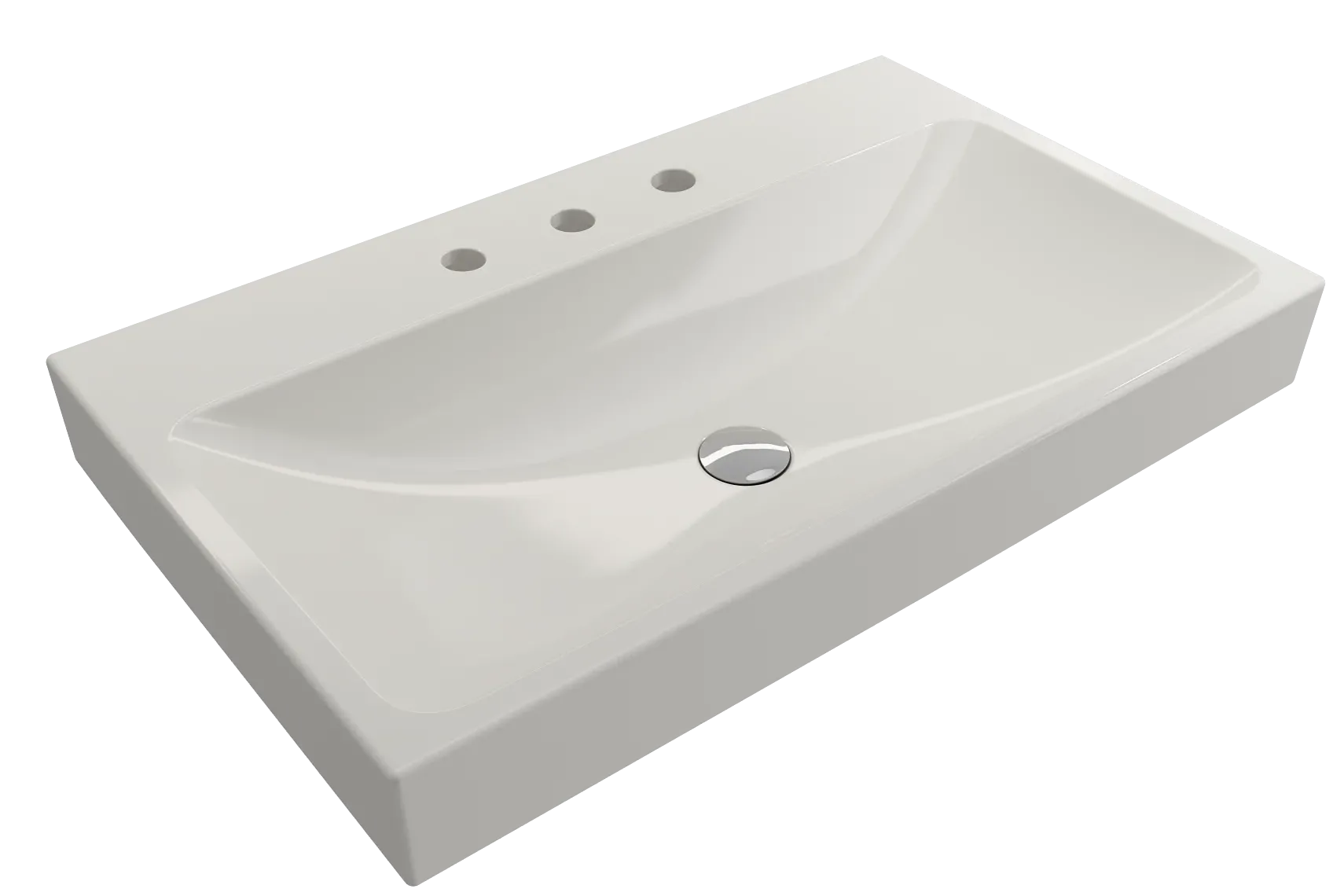 BOCCHI Scala 32" Rectangle Wallmount Fireclay Bathroom Sink, Biscuit, 3 Faucet Hole, 1078-014-0127