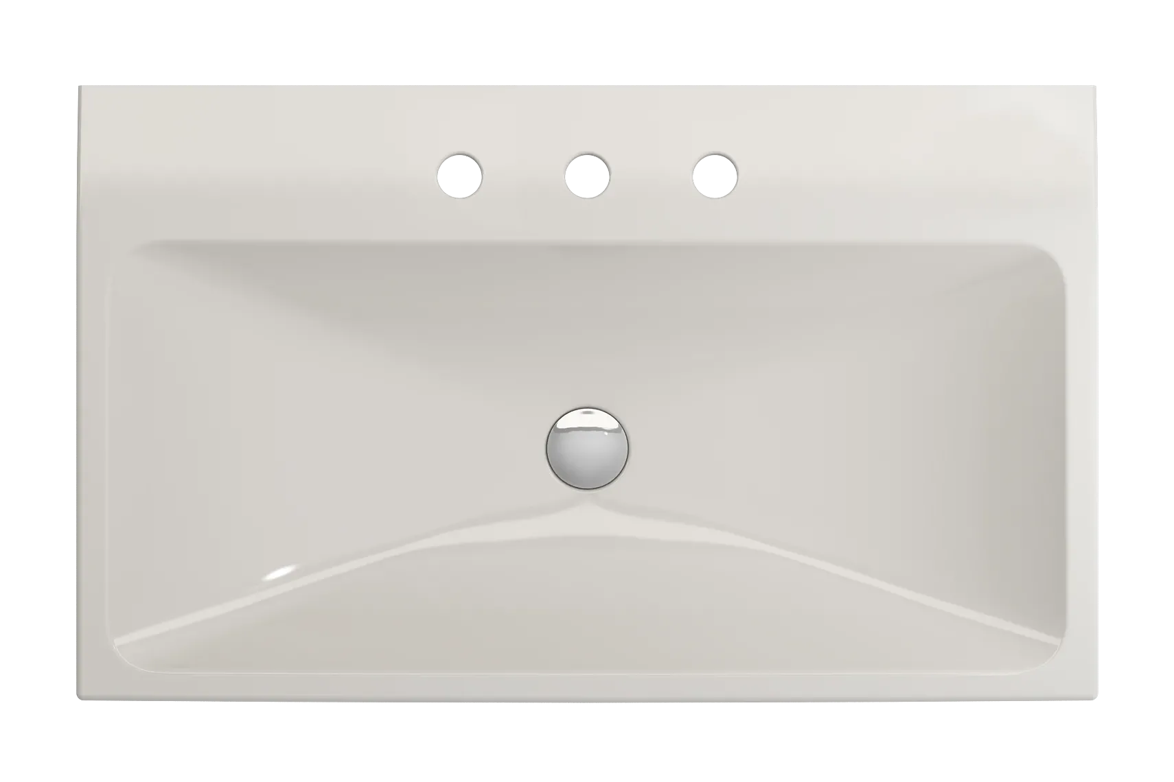 BOCCHI Scala 32" Rectangle Wallmount Fireclay Bathroom Sink, Biscuit, 3 Faucet Hole, 1078-014-0127
