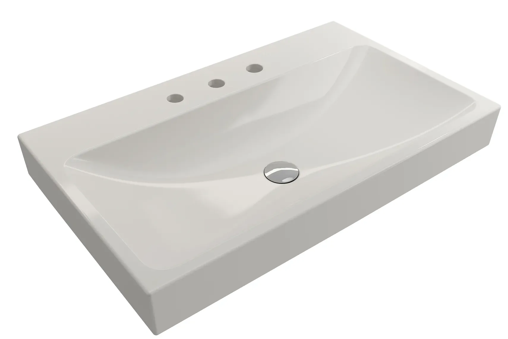 BOCCHI Scala 32" Rectangle Wallmount Fireclay Bathroom Sink, Biscuit, 3 Faucet Hole, 1078-014-0127