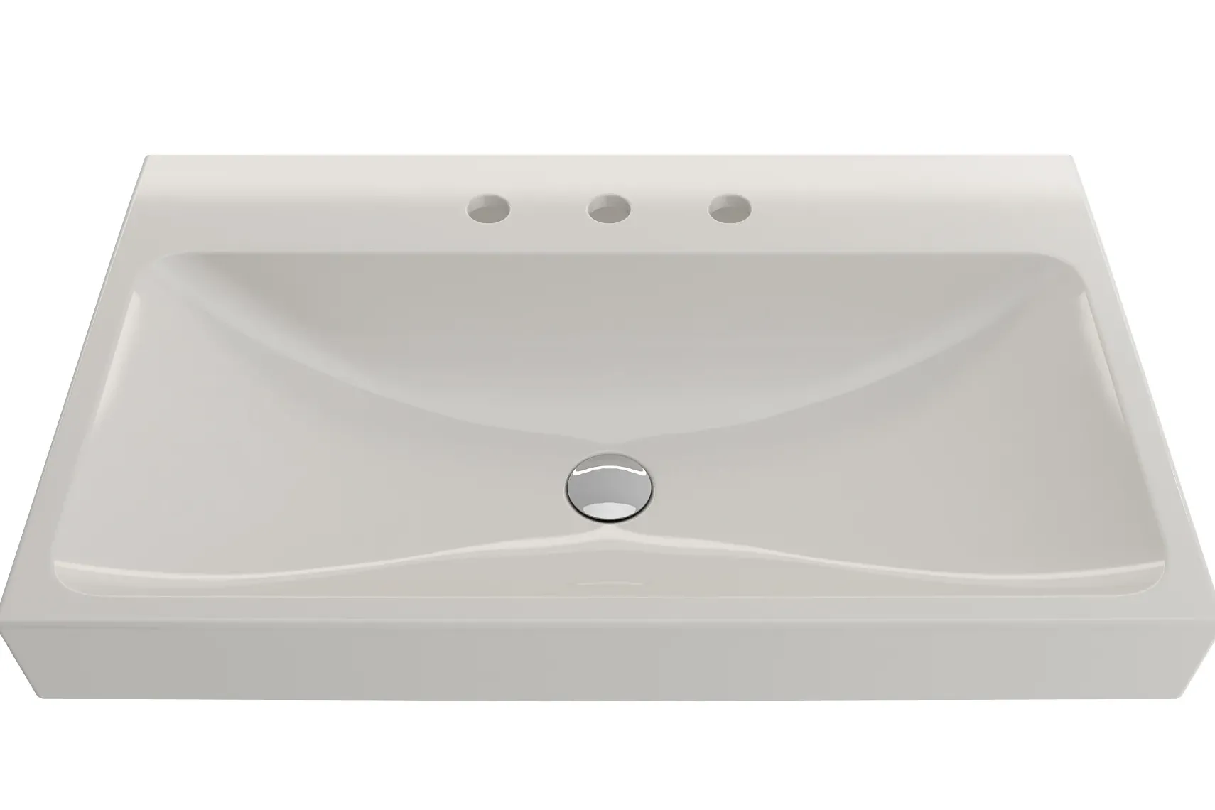 BOCCHI Scala 32" Rectangle Wallmount Fireclay Bathroom Sink, Biscuit, 3 Faucet Hole, 1078-014-0127
