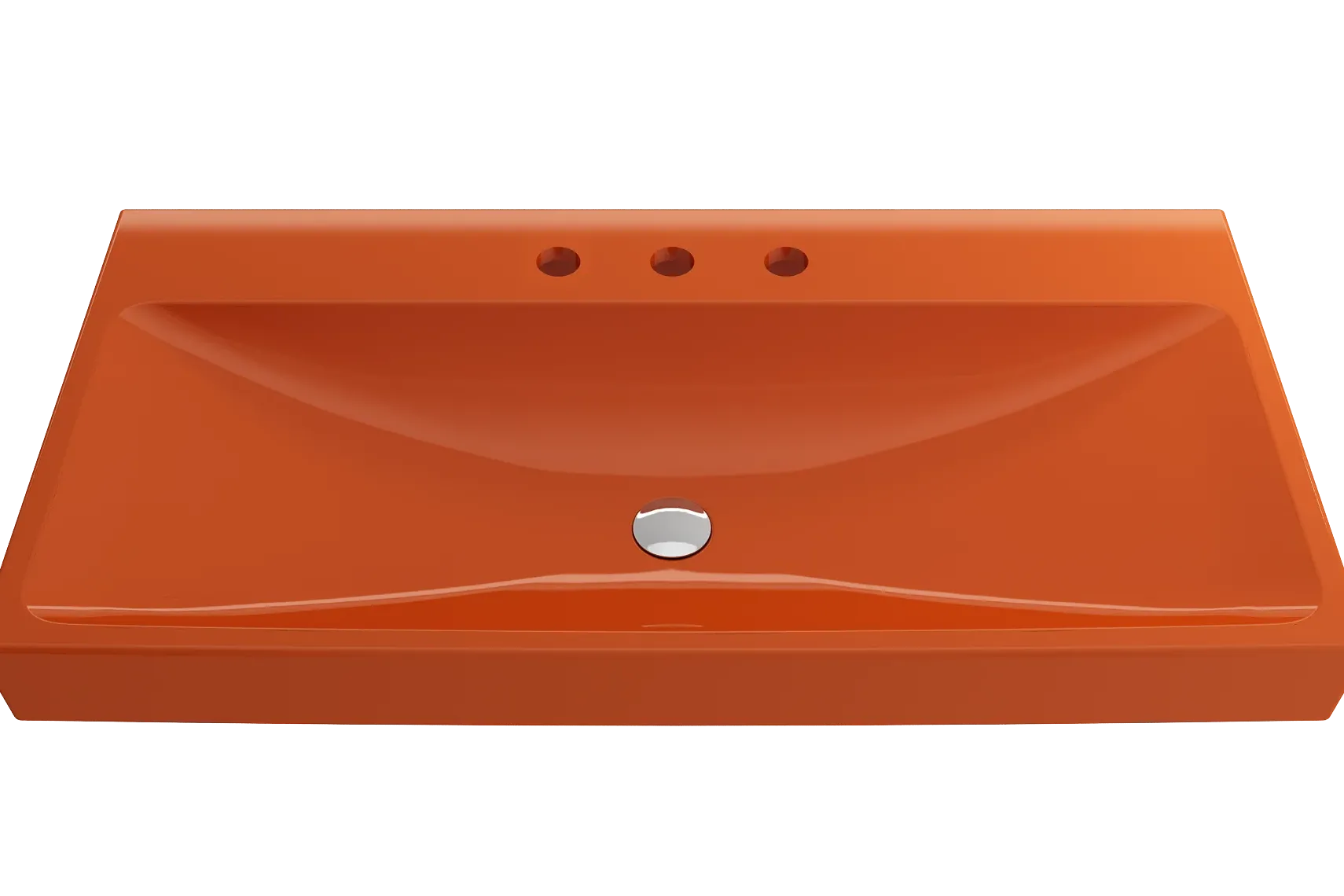 BOCCHI Scala 40" Rectangle Wallmount Fireclay Bathroom Sink, Orange, 3 Faucet Hole, 1079-012-0127