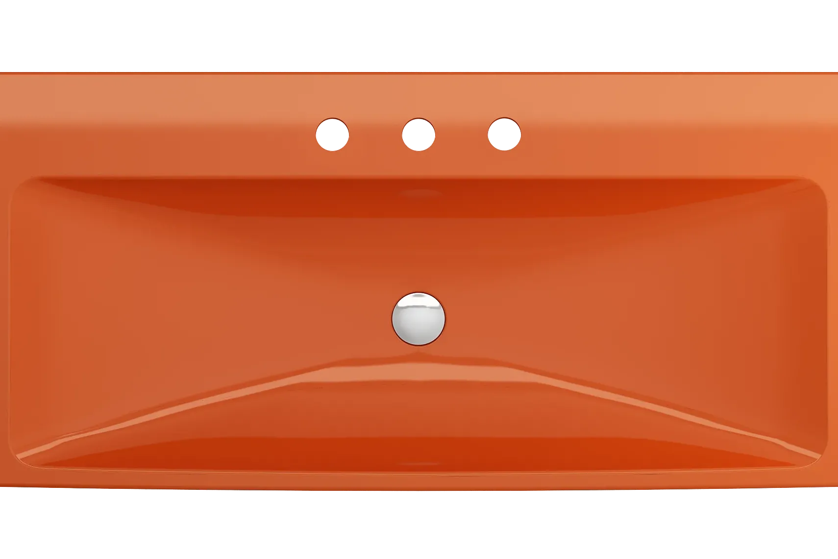 BOCCHI Scala 40" Rectangle Wallmount Fireclay Bathroom Sink, Orange, 3 Faucet Hole, 1079-012-0127