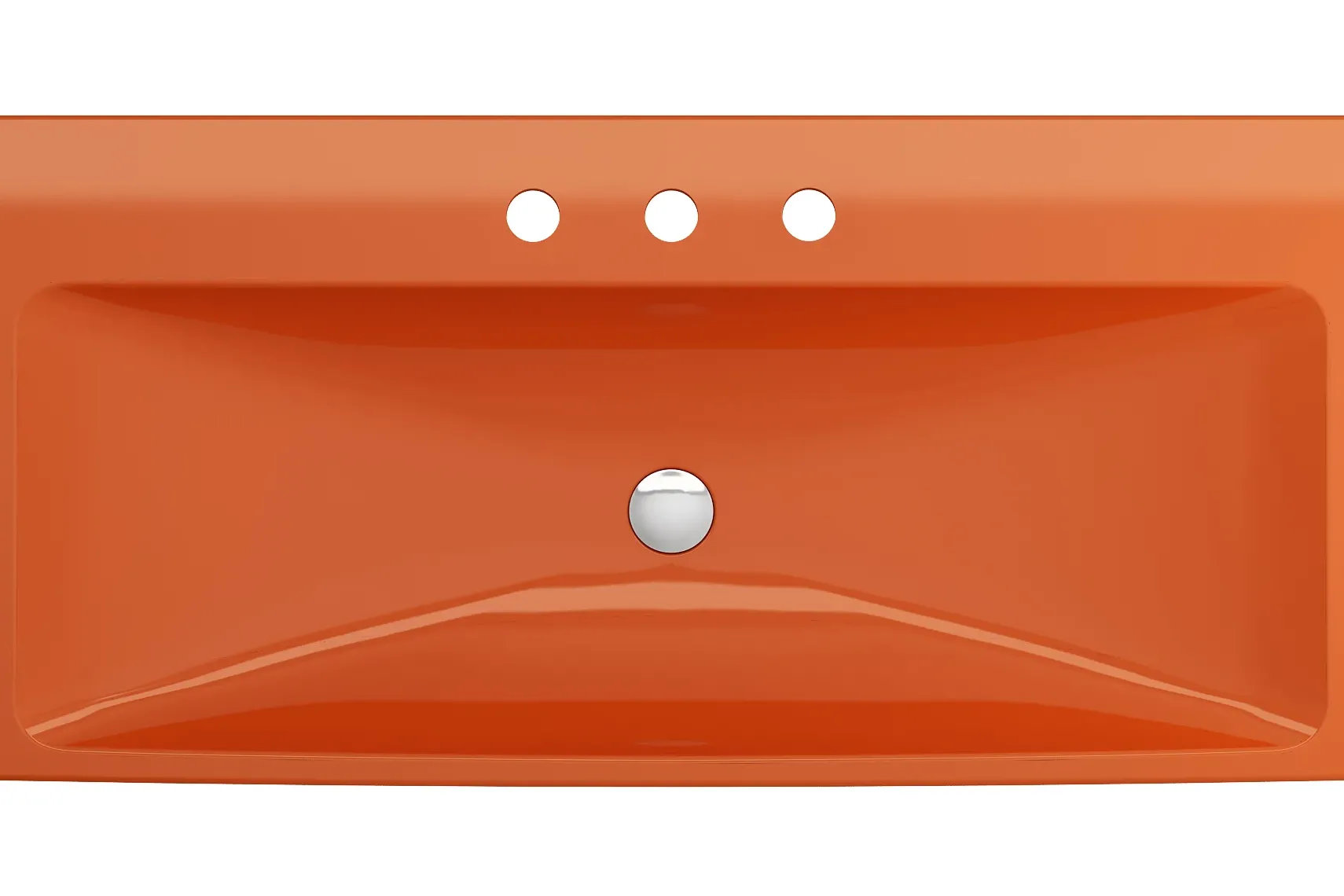 BOCCHI Scala 40" Rectangle Wallmount Fireclay Bathroom Sink, Orange, 3 Faucet Hole, 1079-012-0127