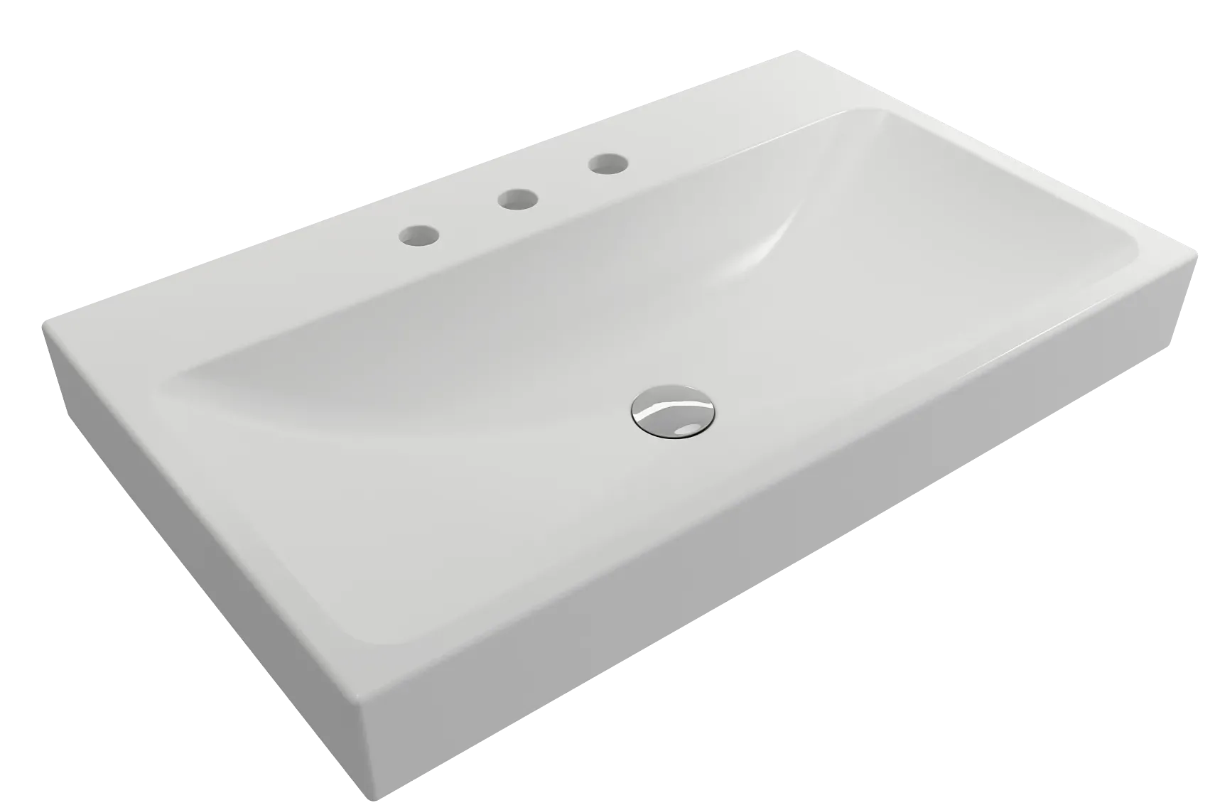 BOCCHI Scala 32" Rectangle Wallmount Fireclay Bathroom Sink, Matte White, 3 Faucet Hole, 1078-002-0127