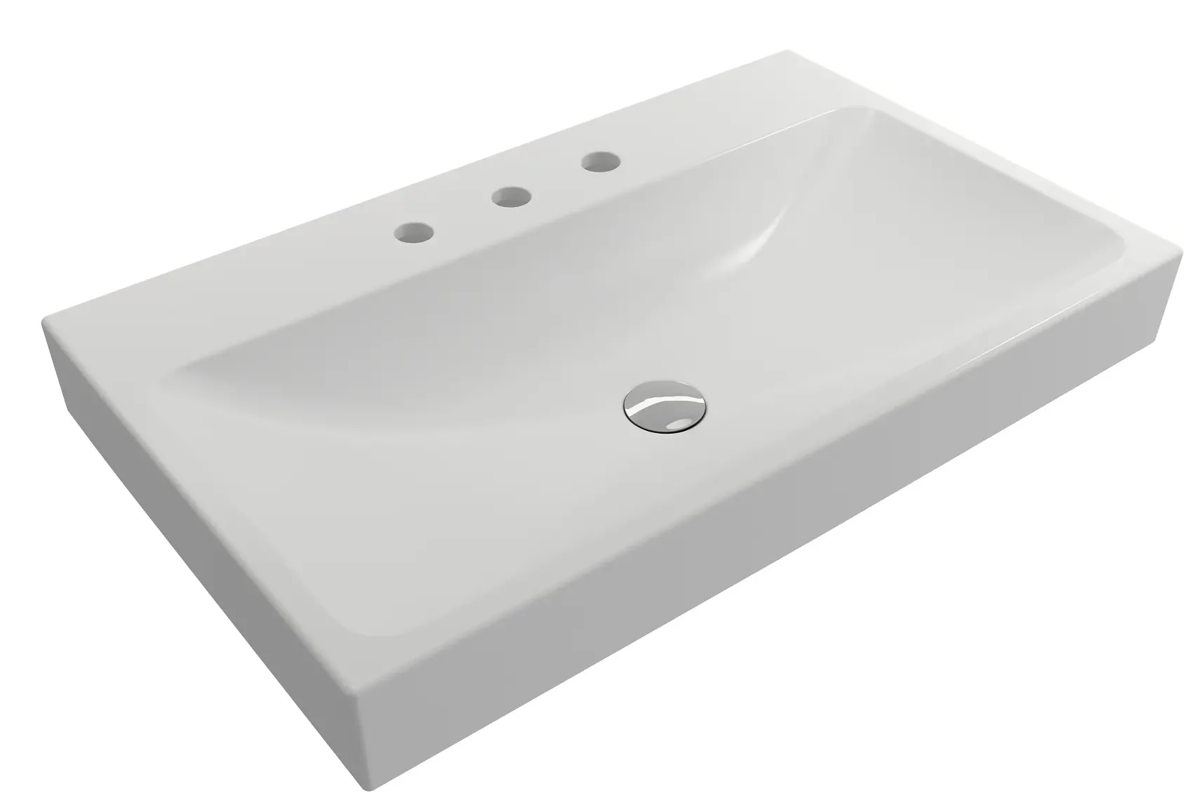 BOCCHI Scala 32" Rectangle Wallmount Fireclay Bathroom Sink, Matte White, 3 Faucet Hole, 1078-002-0127