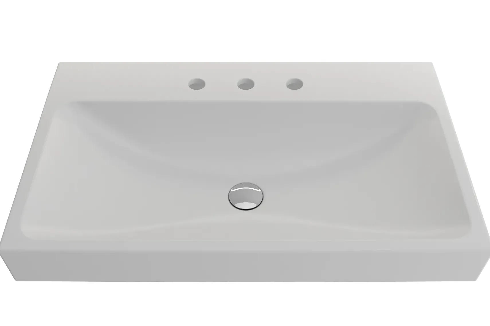 BOCCHI Scala 32" Rectangle Wallmount Fireclay Bathroom Sink, Matte White, 3 Faucet Hole, 1078-002-0127