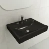 BOCCHI Scala 24" Rectangle Wallmount Fireclay Bathroom Sink, Matte Black, 3 Faucet Hole, 1077-004-0127
