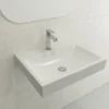 BOCCHI Scala 24" Rectangle Wallmount Fireclay Bathroom Sink, Matte White, Single Faucet Hole, 1077-002-0126