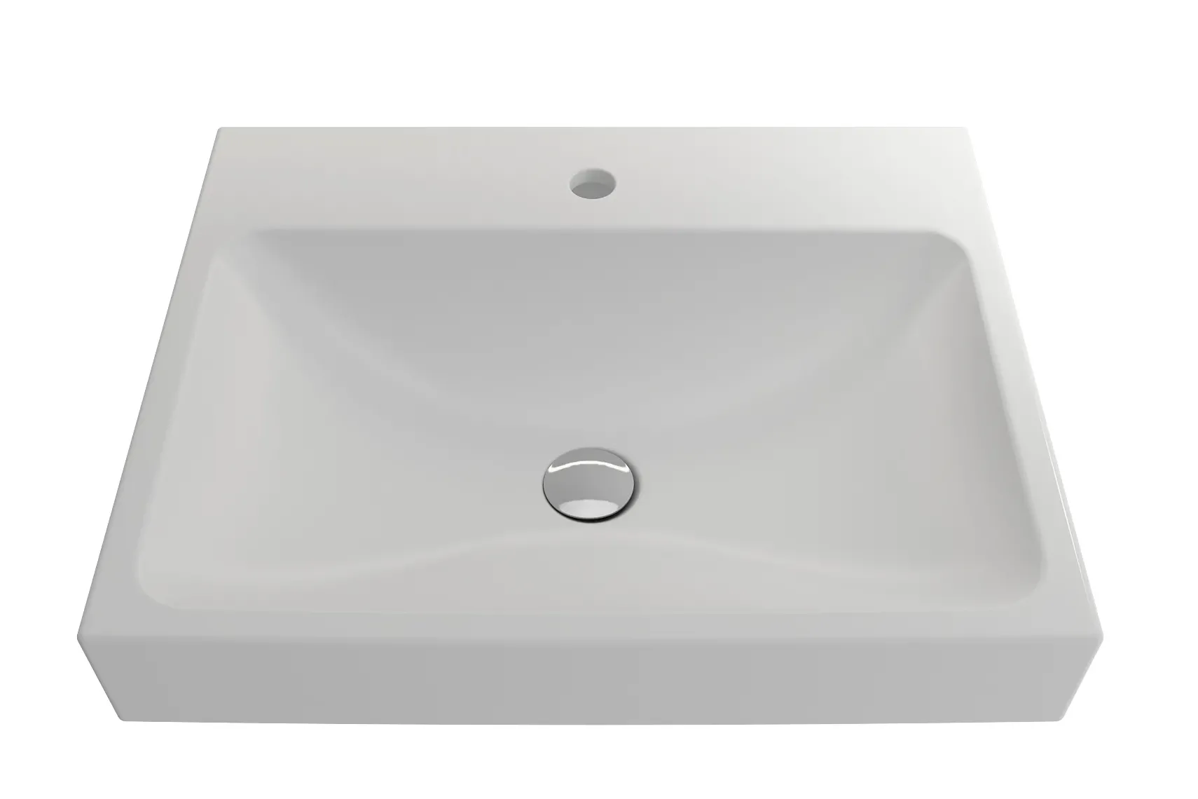 BOCCHI Scala 24" Rectangle Wallmount Fireclay Bathroom Sink, Matte White, Single Faucet Hole, 1077-002-0126