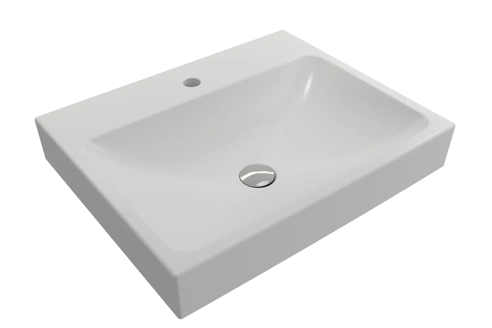 BOCCHI Scala 24" Rectangle Wallmount Fireclay Bathroom Sink, Matte White, Single Faucet Hole, 1077-002-0126