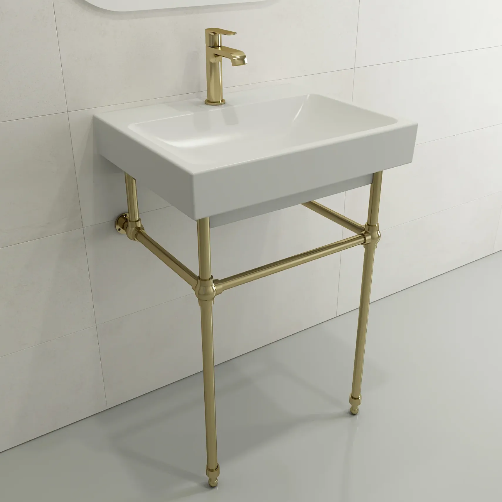 BOCCHI Scala 24" Rectangle Wallmount Fireclay Bathroom Sink, Matte White, Single Faucet Hole, 1077-002-0126