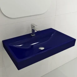 BOCCHI Scala 32" Rectangle Wallmount Fireclay Bathroom Sink, Sapphire Blue, Single Faucet Hole, 1078-010-0126
