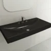 BOCCHI Scala 40" Rectangle Wallmount Fireclay Bathroom Sink, Matte Black, 3 Faucet Hole, 1079-004-0127