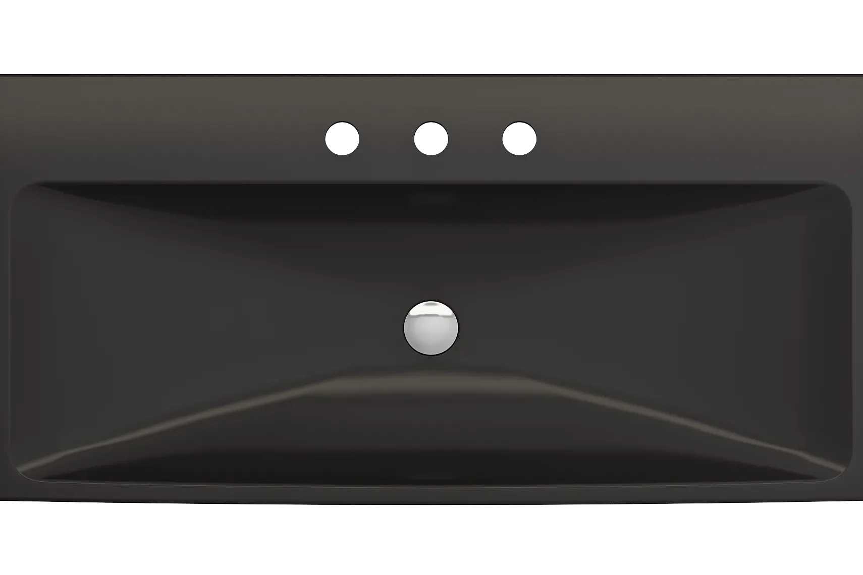 BOCCHI Scala 40" Rectangle Wallmount Fireclay Bathroom Sink, Matte Black, 3 Faucet Hole, 1079-004-0127