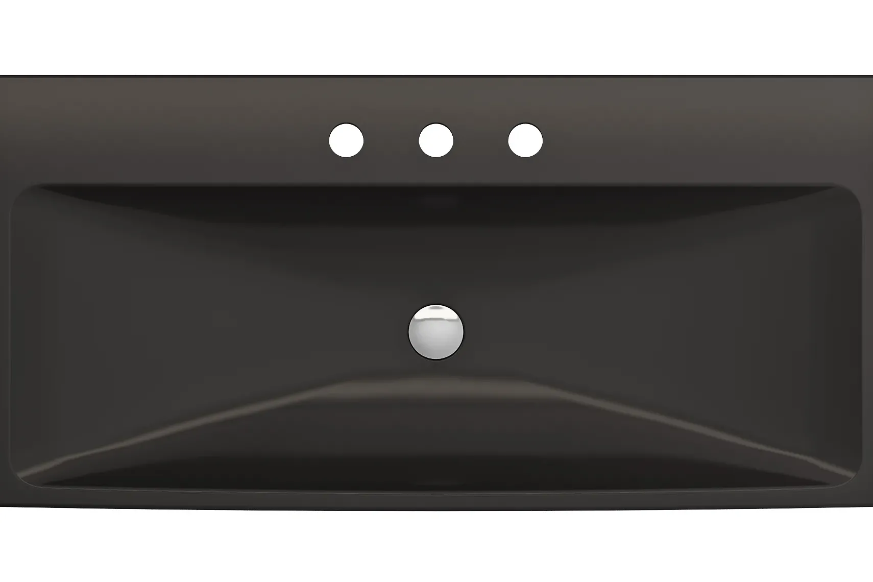 BOCCHI Scala 40" Rectangle Wallmount Fireclay Bathroom Sink, Matte Black, 3 Faucet Hole, 1079-004-0127