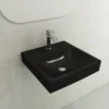 BOCCHI Scala 19" Square Wallmount Fireclay Bathroom Sink, Matte Black, Single Faucet Hole, 1076-004-0126