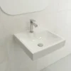 BOCCHI Scala 19" Square Wallmount Fireclay Bathroom Sink, White, Single Faucet Hole, 1076-001-0126