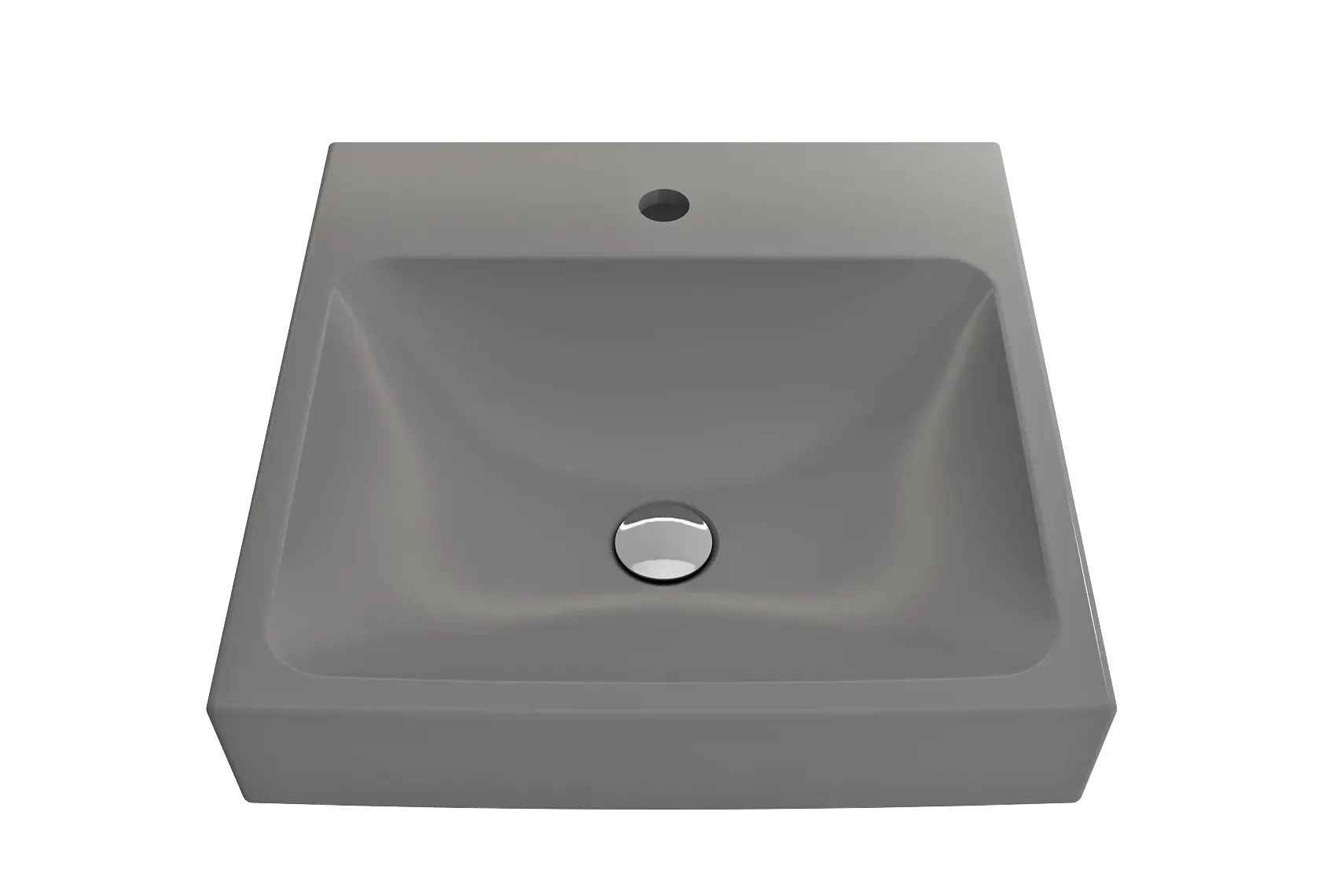 BOCCHI Scala 19" Square Wallmount Fireclay Bathroom Sink, Matte Gray, Single Faucet Hole, 1076-006-0126