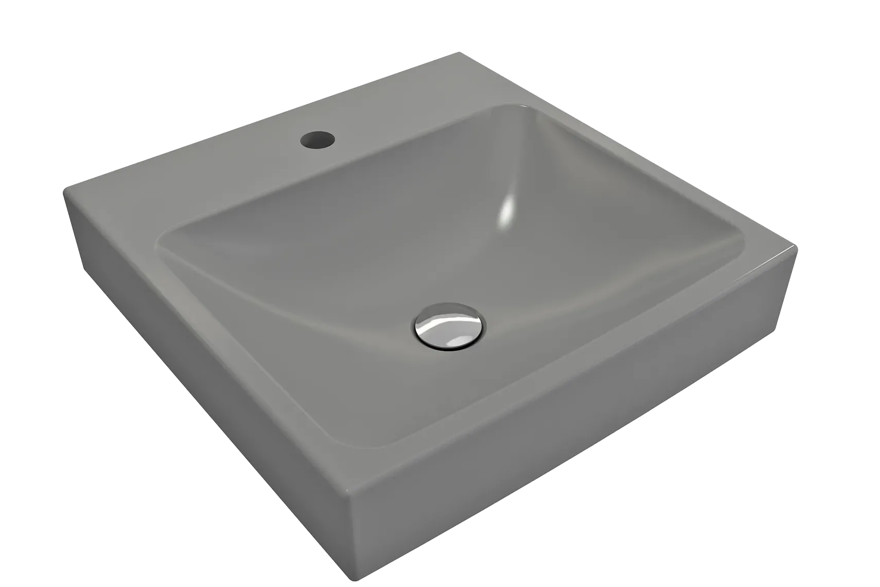 BOCCHI Scala 19" Square Wallmount Fireclay Bathroom Sink, Matte Gray, Single Faucet Hole, 1076-006-0126