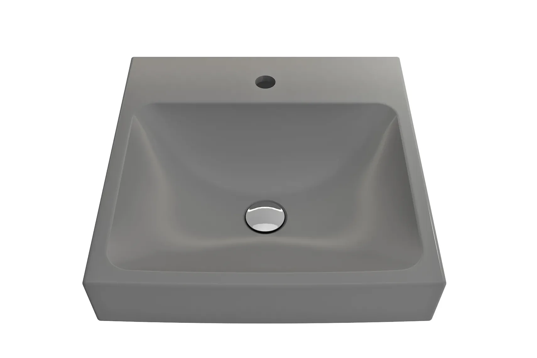 BOCCHI Scala 19" Square Wallmount Fireclay Bathroom Sink, Matte Gray, Single Faucet Hole, 1076-006-0126