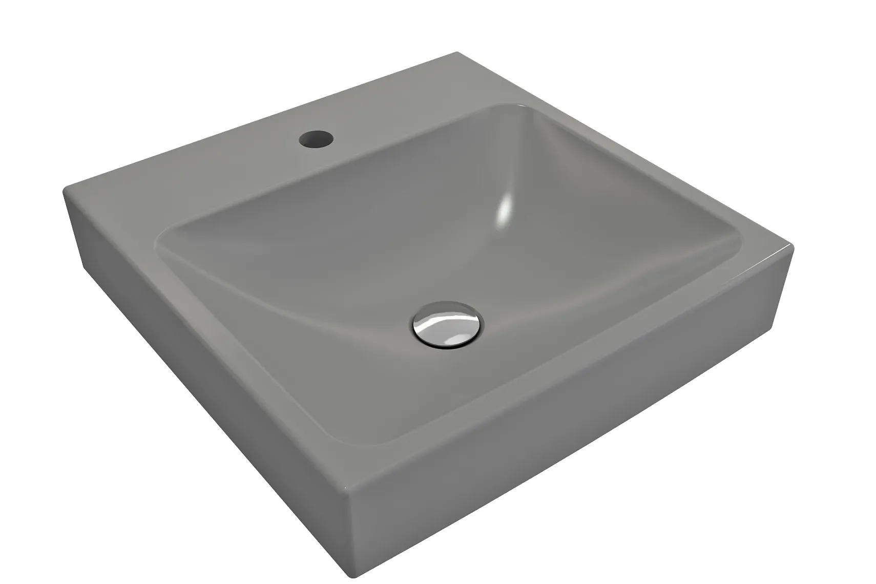 BOCCHI Scala 19" Square Wallmount Fireclay Bathroom Sink, Matte Gray, Single Faucet Hole, 1076-006-0126