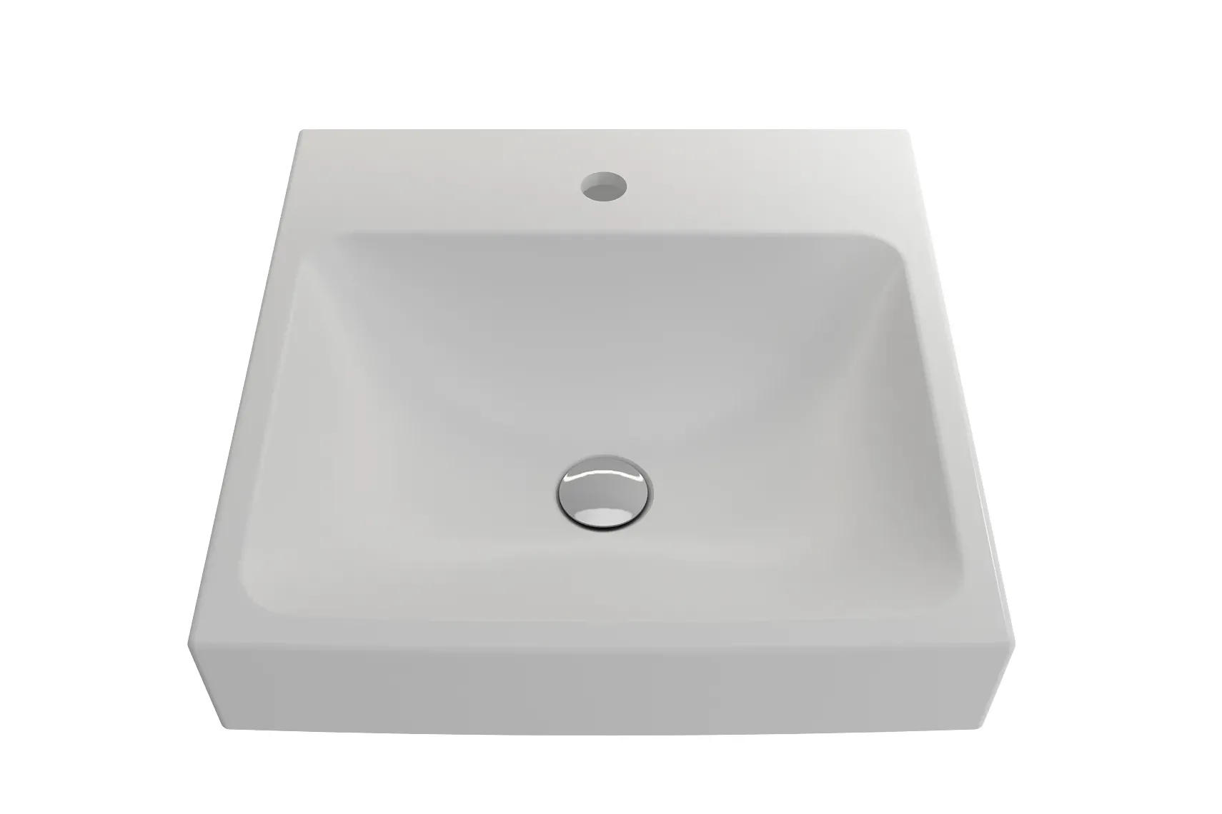 BOCCHI Scala 19" Square Wallmount Fireclay Bathroom Sink, Matte White, Single Faucet Hole, 1076-002-0126
