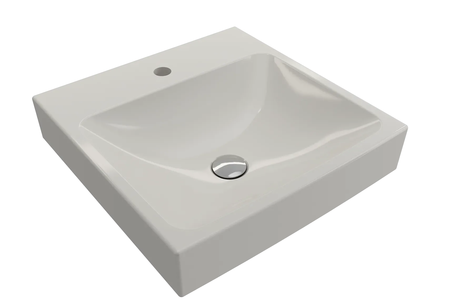 BOCCHI Scala 19" Square Wallmount Fireclay Bathroom Sink, Biscuit, Single Faucet Hole, 1076-014-0126