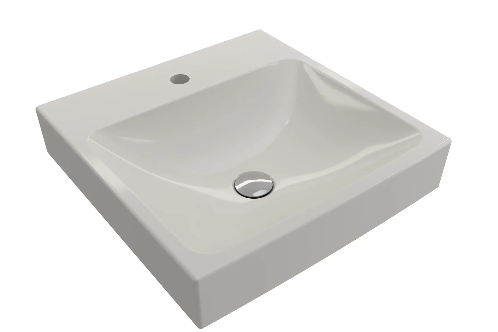 BOCCHI Scala 19" Square Wallmount Fireclay Bathroom Sink, Biscuit, Single Faucet Hole, 1076-014-0126