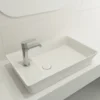 BOCCHI Sottile 24" Rectangle Vessel Fireclay Bathroom Sink, White, Single Faucet Hole, 1479-001-0126