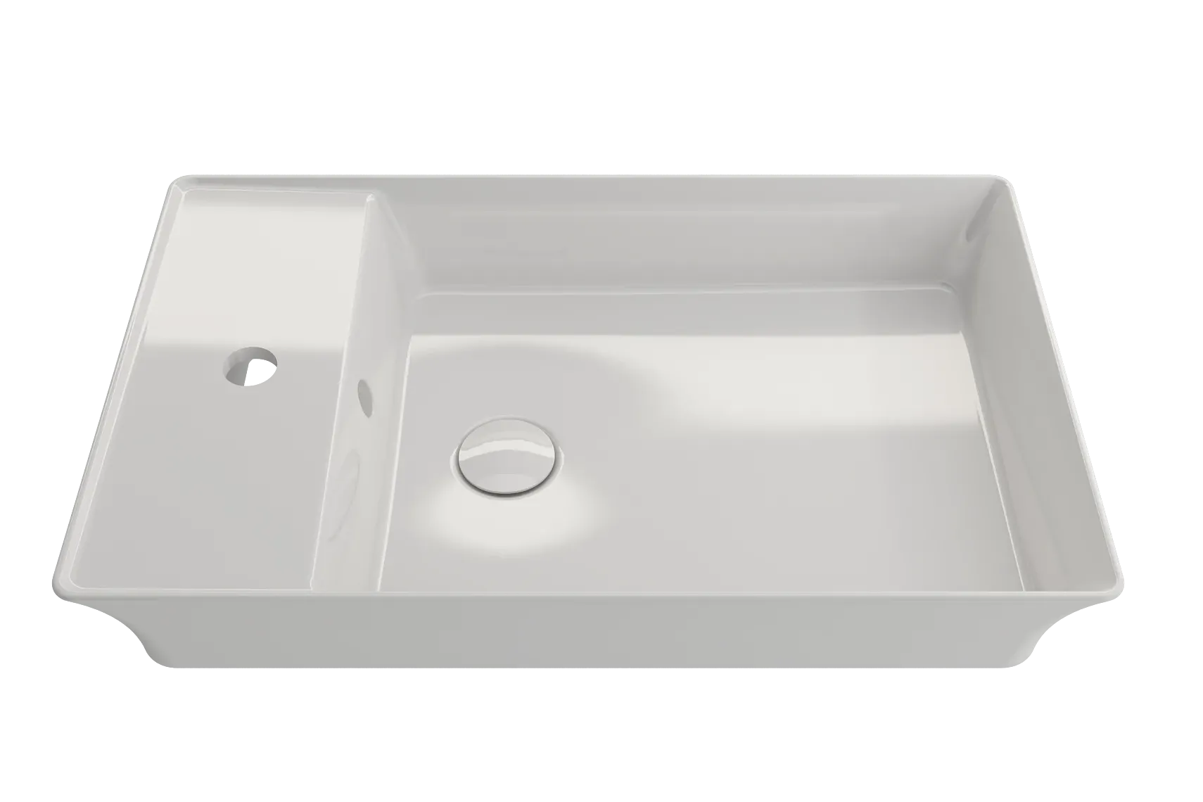 BOCCHI Sottile 24" Rectangle Vessel Fireclay Bathroom Sink, White, Single Faucet Hole, 1479-001-0126