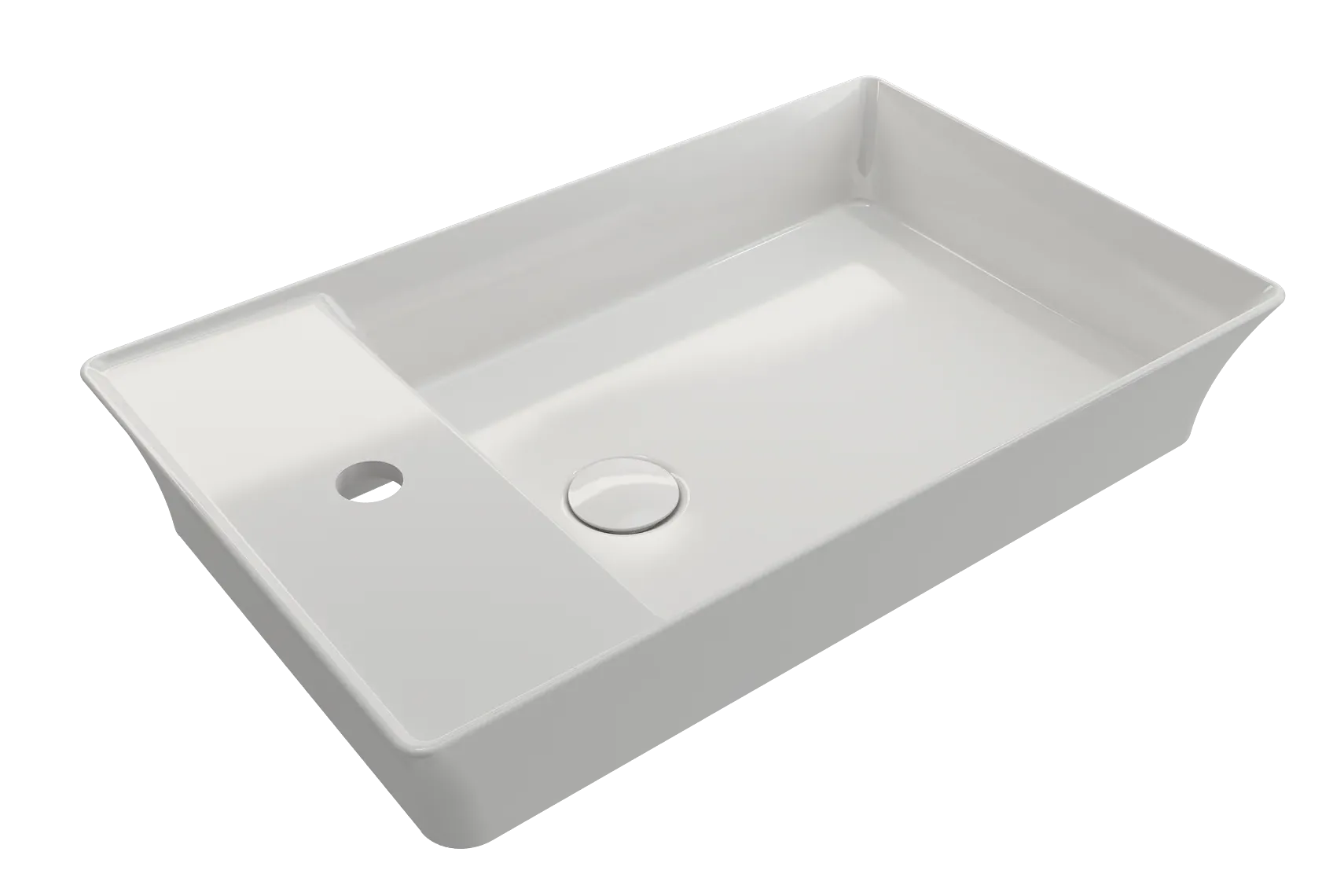 BOCCHI Sottile 24" Rectangle Vessel Fireclay Bathroom Sink, White, Single Faucet Hole, 1479-001-0126