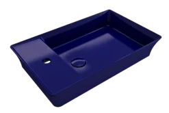 BOCCHI Sottile 24" Rectangle Vessel Fireclay Bathroom Sink, Sapphire Blue, Single Faucet Hole, 1479-010-0126