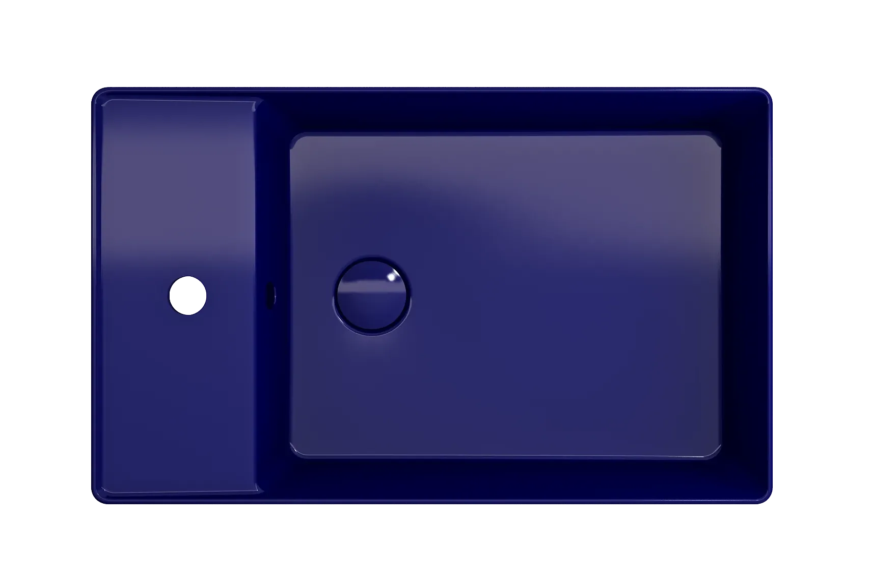BOCCHI Sottile 24" Rectangle Vessel Fireclay Bathroom Sink, Sapphire Blue, Single Faucet Hole, 1479-010-0126