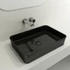 BOCCHI Sottile 22" Rectangle Vessel Fireclay Bathroom Sink, Black, 1476-005-0125